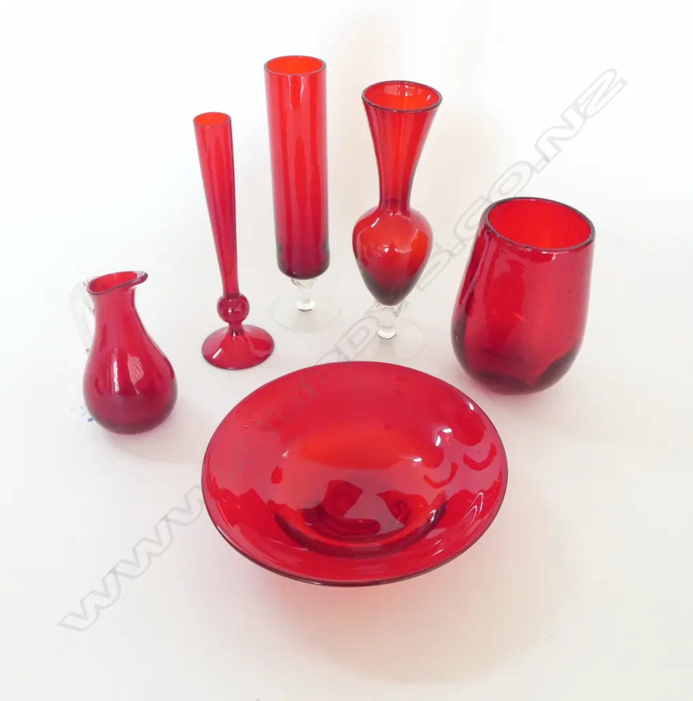 6 PCES. RUBY GLASS H.205mm Image 1++