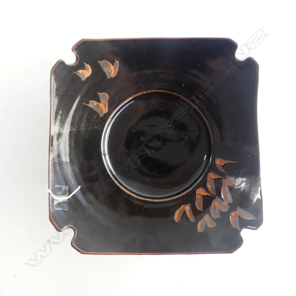 TENMOKU GLAZED DISH BY ANN AMBLER W.310 H.70mm Image 1++