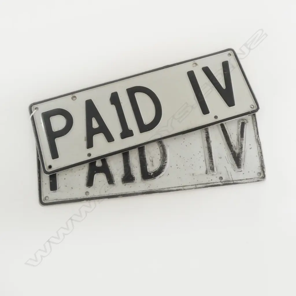 PR PERSONALISED 'PAID IV' CAR NUMBER PLATES (1 in faded condition) no paperwork Image 1++