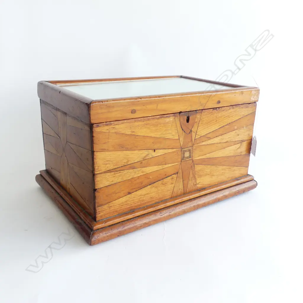ANTIQUE INLAID BOX w. MIRRORED TOP 340x250x200mm Image 1++