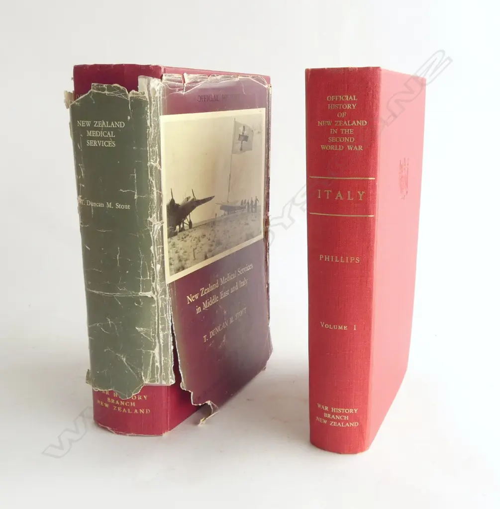 2 Vols. OFFICIAL HISTORY OF NEW ZEALAND IN WWII 1939-45; ITALY, VOL. 1 & N.Z. MEDICAL SERVICES IN MIDDLE EAST & ITALY... Image 1++