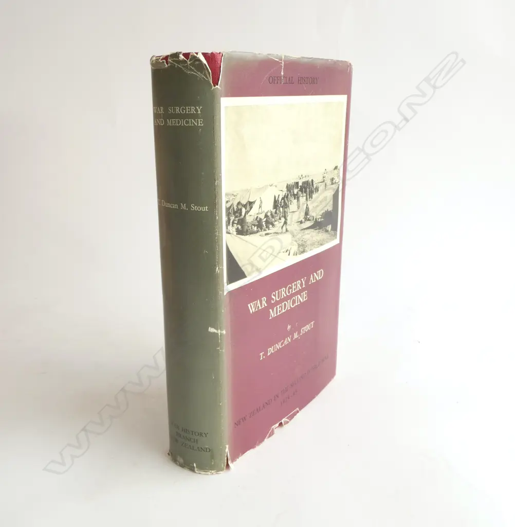 OFFICIAL HISTORY OF NEW ZEALAND IN WWII 1939-45; WAR SURGERY AND MEDICINE, T. DUNCAN & M. STOUT, 1st Ed. 1954, D/C WORN Image 1++