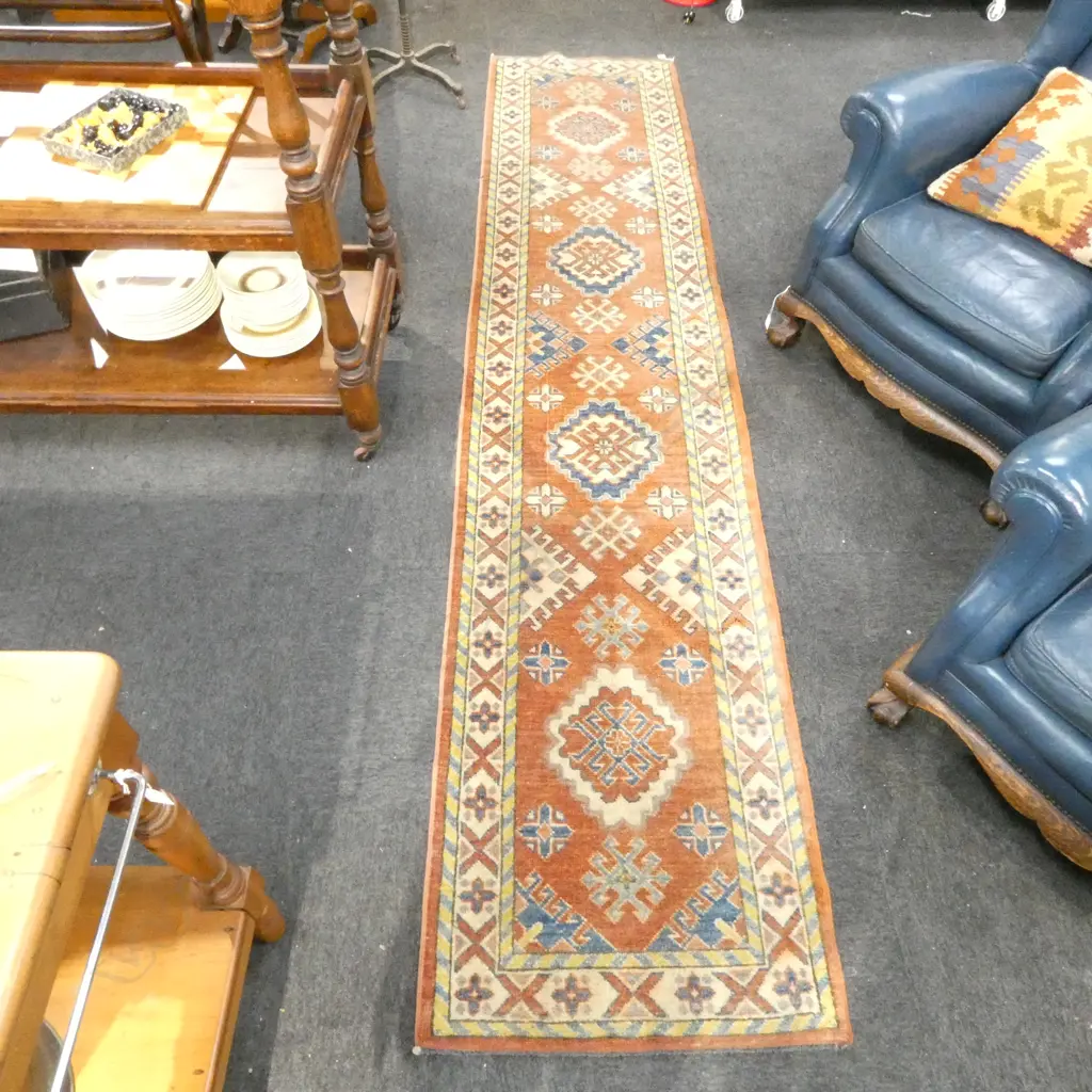 HAND KNOTTED ALL WOOL RUNNER 3000x650mm Image 1++