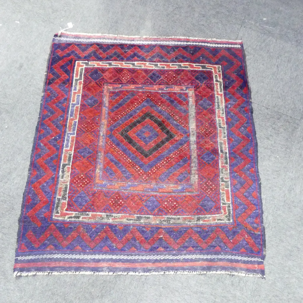 hand knotted AFGHAN BALUCHI ALL WOOL RUG 1350 x 1150mm Image 1++