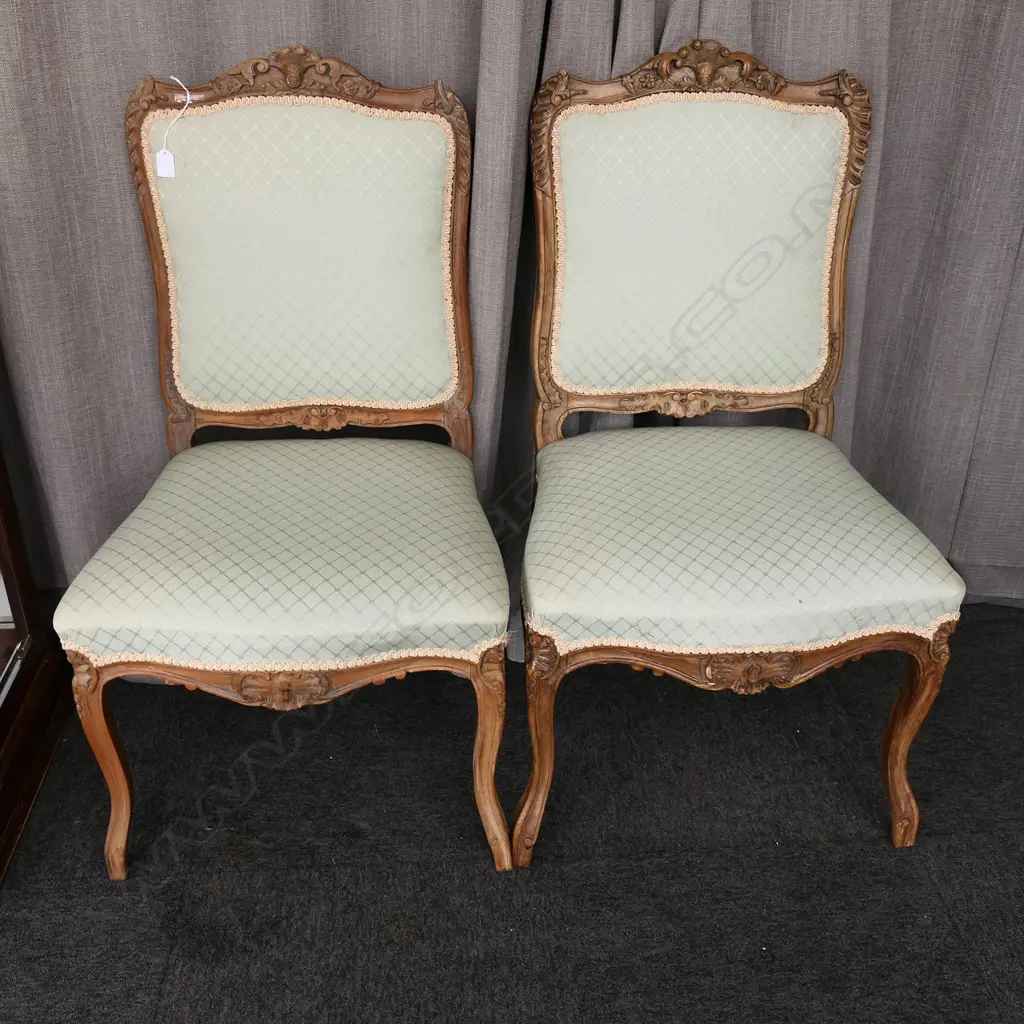 PR ANTIQUE FRENCH CARVED & UPHOLSTERED SIDE CHAIRS Image 1++