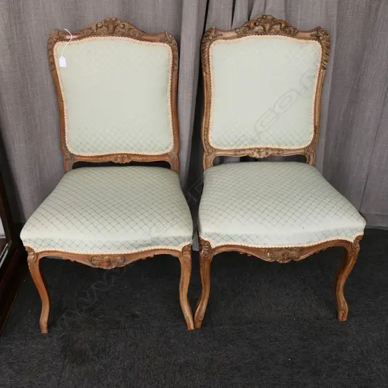 PR ANTIQUE FRENCH CARVED & UPHOLSTERED SIDE CHAIRS