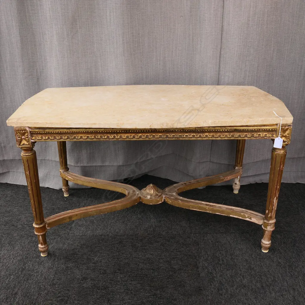 FRENCH STYLE GILT MARBLE TOP TABLE 960x580x540mm Image 1++