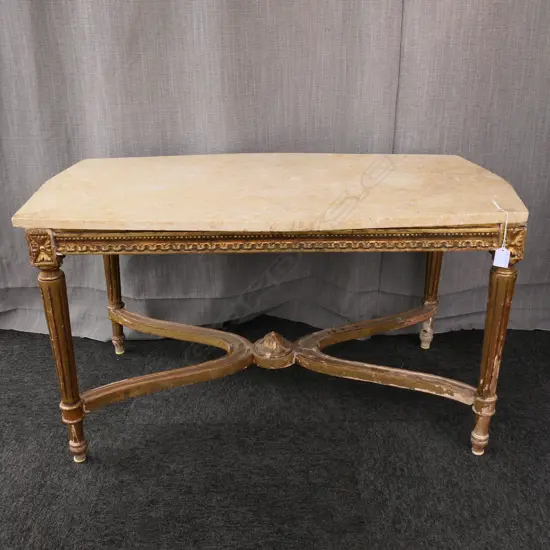 FRENCH STYLE GILT MARBLE TOP TABLE 960x580x540mm