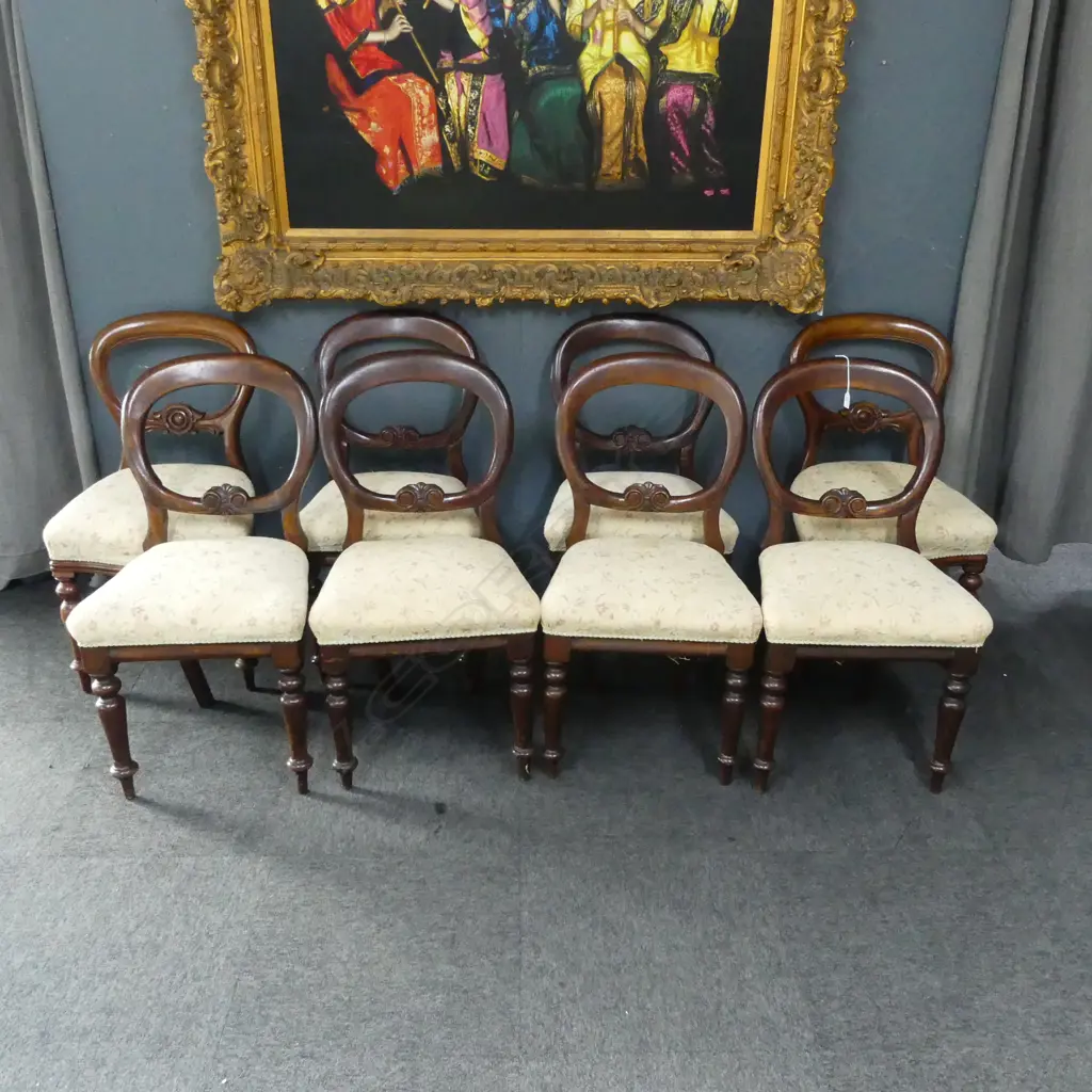 8 VICTORIAN MAHOGANY BALLOON BACK DINING CHAIRS Image 1++