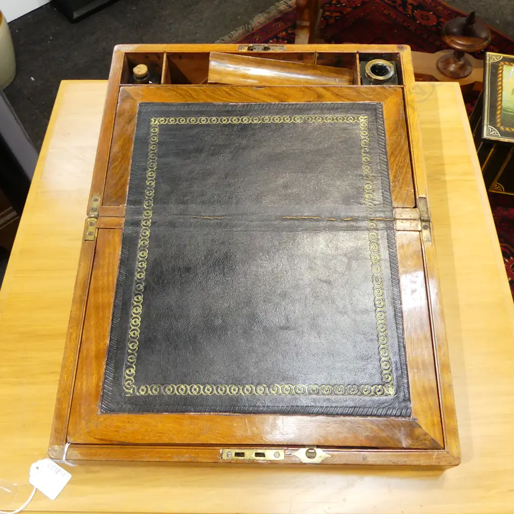 ANTIQUE MAHOGANY WRITING SLOPE W.350mm Image 1++