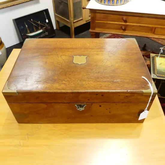 ANTIQUE MAHOGANY WRITING SLOPE W.350mm