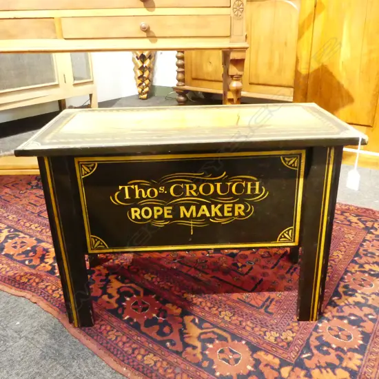 VINTAGE STYLE PAINTED WOODEN BOX 'THOS. CROUCH ROPE MAKER' 620x310x410mm
