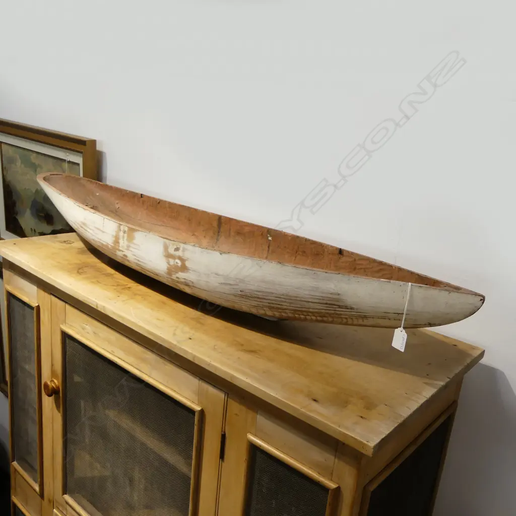 CARVED WOODEN BOAT HULL L.1285mm Image 1++