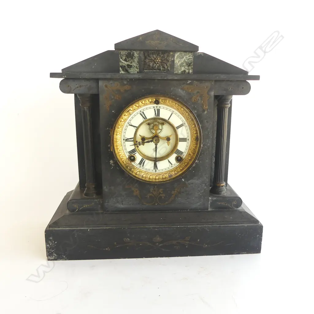 HEAVY SLATE MANTLE CLOCK H.325mm Image 1++