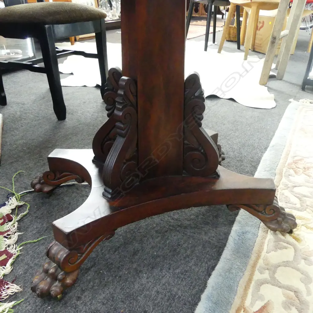 ANTIQUE MAHOGANY PEDESTAL CARD TABLE 910x455x760mm Image 1++