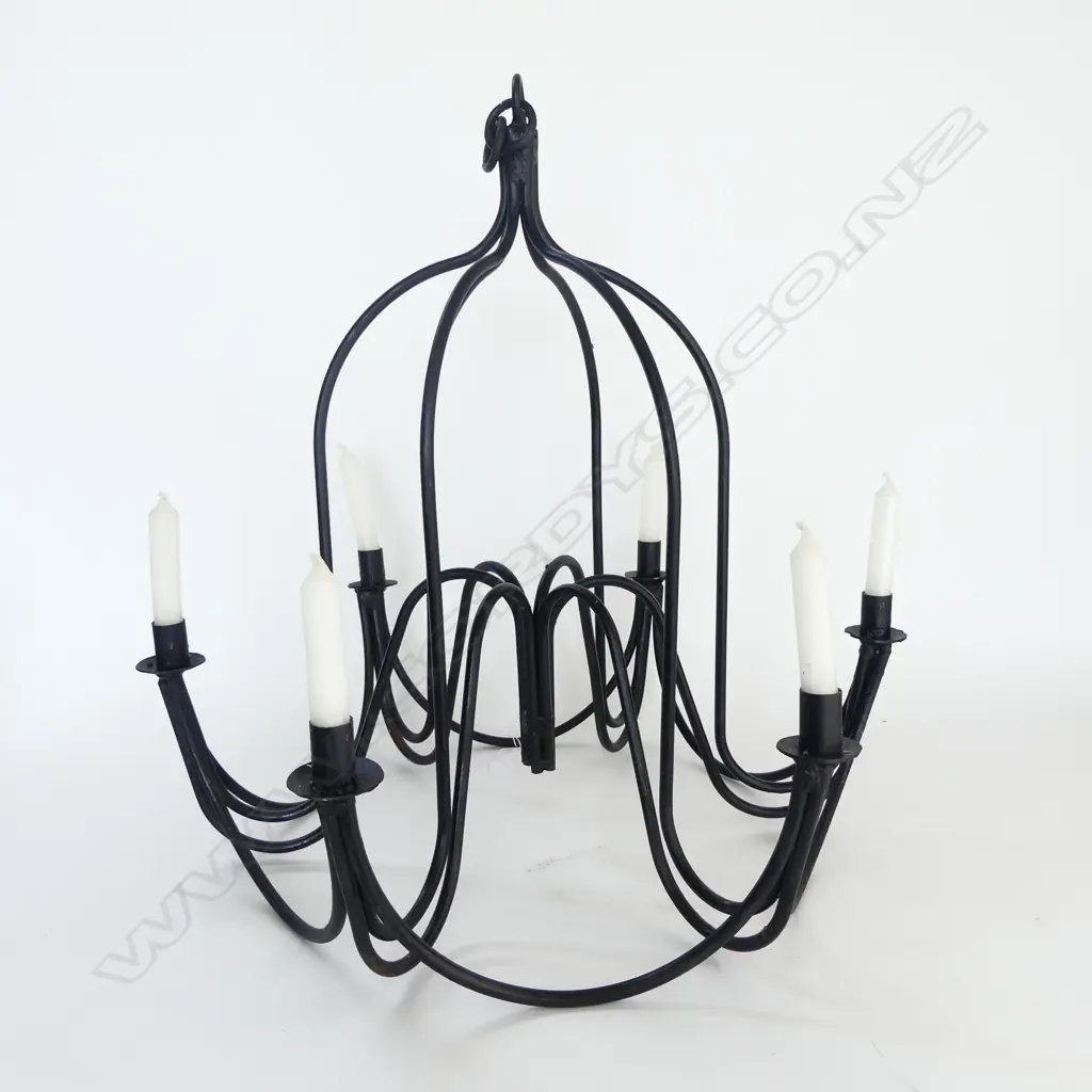 6 LIGHT BLACK METAL CANDELABRA H.600mm, 610mm dia Image 1++