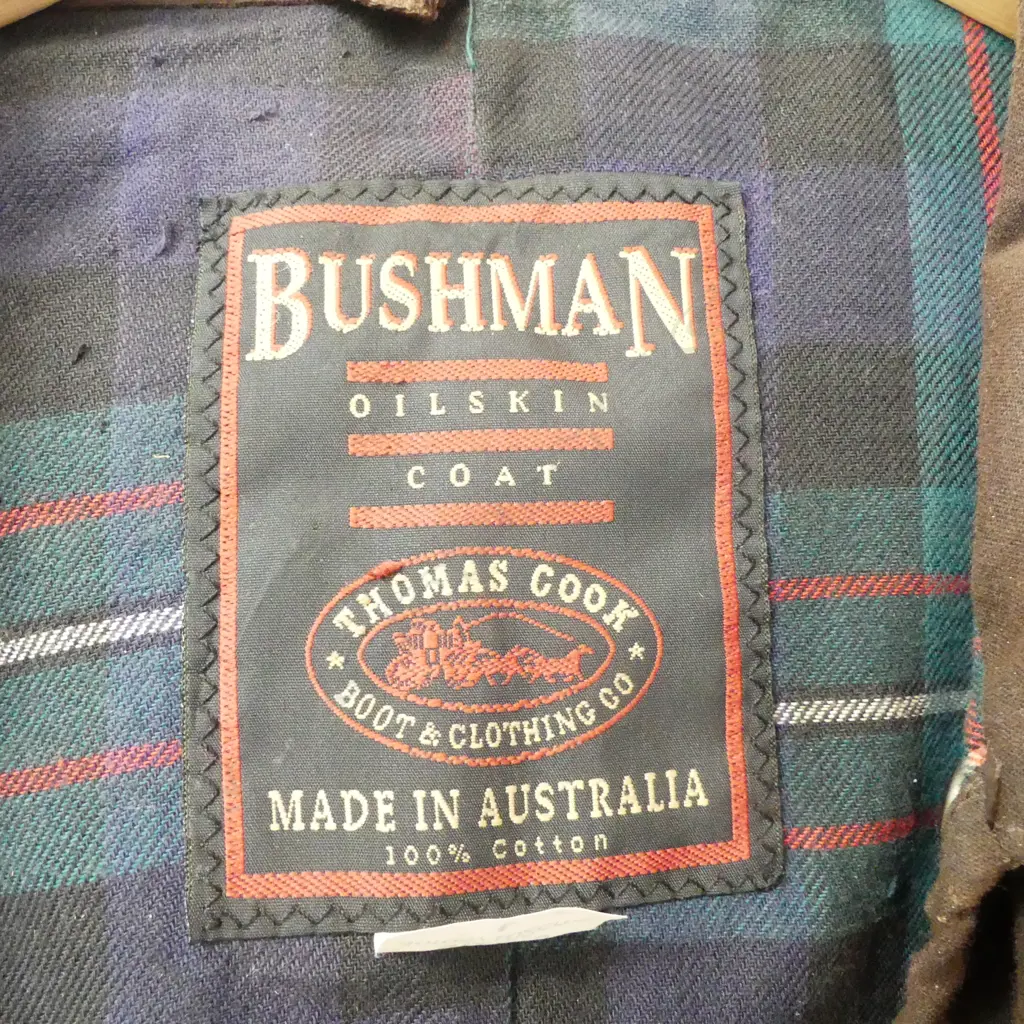'BUSHMAN' OILSKIN COAT BY THOMAS COOK AUSTRALIA SIZE L Image 1++