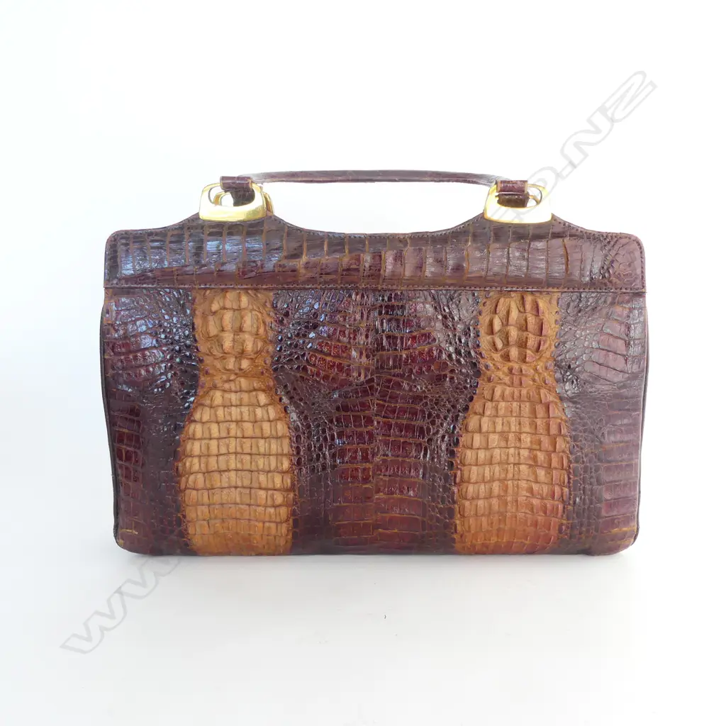 VINTAGE CROCODILE SKIN & LEATHER HANDBAG W.360mm Image 1++