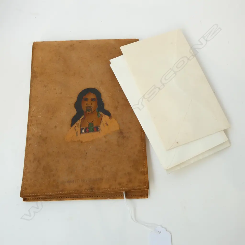 LEATHER WRITING CASE w. MAORI MOTIF Image 1++