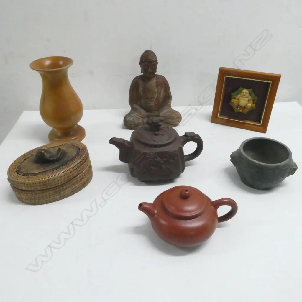 ASST. ORIENTAL PCES: BUDDHA, 2 YIXING TEAPOTS ETC Image 1++