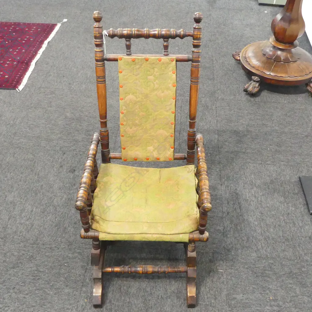 ANTIQUE MINIATURE ROCKING CHAIR, FOR CHILD OR DOLLS, 810 x 380mm Image 1++