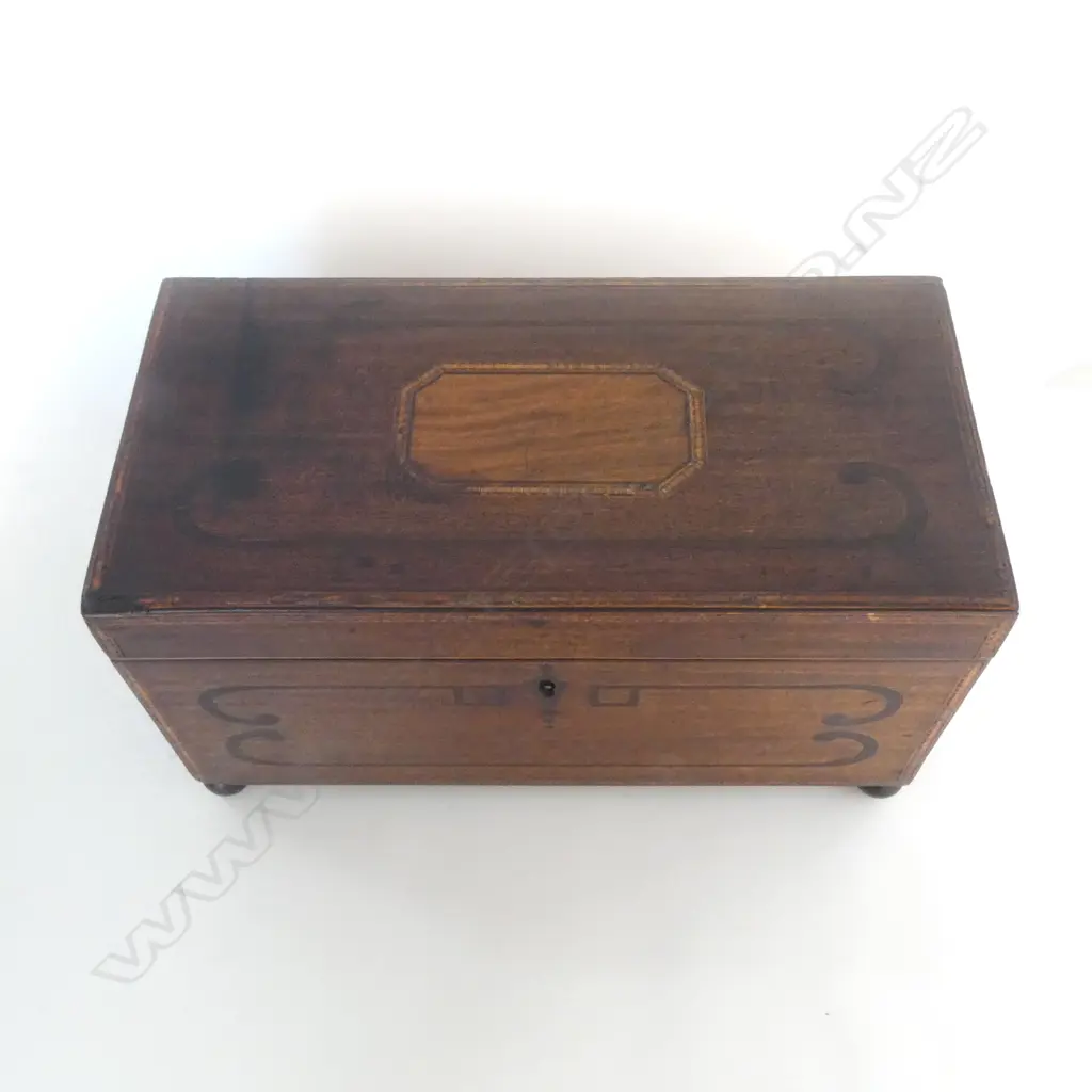 ANTIQUE MAHOGANY TEA CADDY W.350mm Image 1++