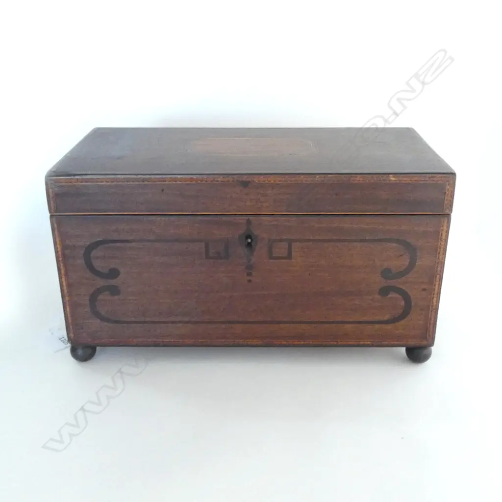 ANTIQUE MAHOGANY TEA CADDY W.350mm Image 1++