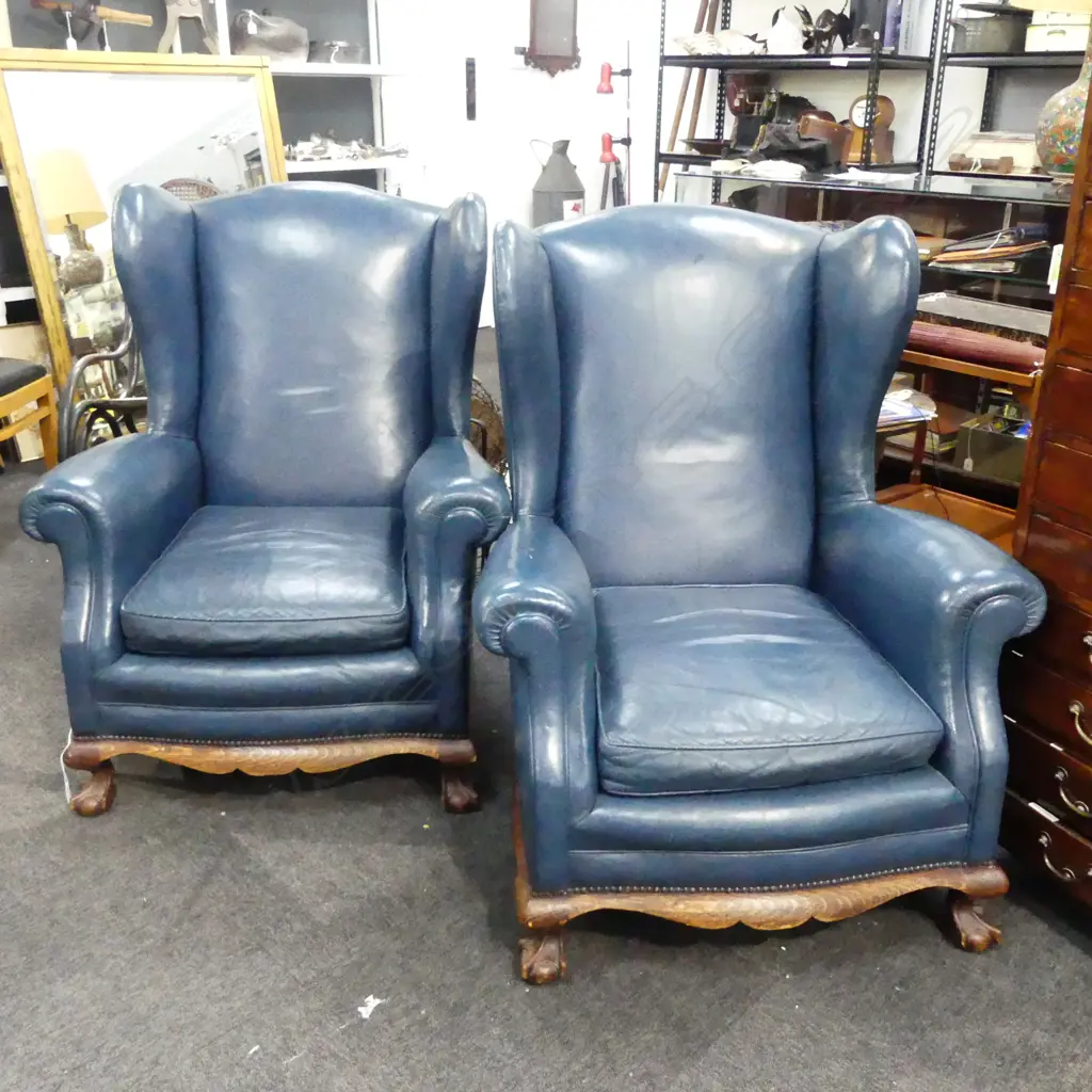 PR BLUE LEATHER ARMCHAIRS 830x800x1025mm Image 1++
