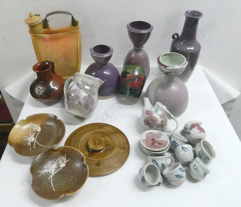 7 PCES ASST. NZ STUDIO POTTERY, 6 PLACE PART POTTERY TEA SET, DENNIS CHINA WORKS VASE by SALLY TUFFIN, etc Image 1++
