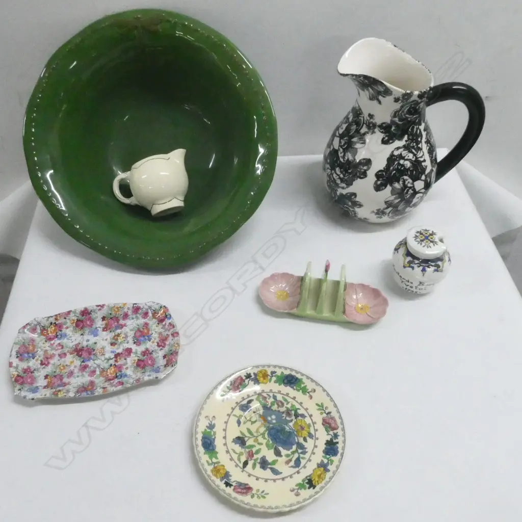 CARLTONWARE TOAST RACK & JUG, MAONS PLATE, MODERN BASIN & JUG, etc Image 1++