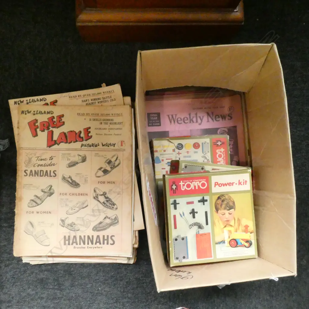 3 BOXES OF TOYS OF TOMORROW POWER KITS & N.Z. PERIODICALS Image 1++