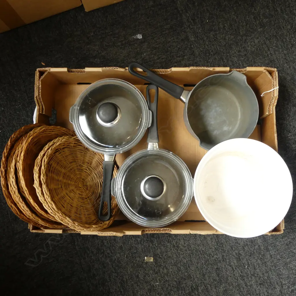 THREE DANISH SCANPAN SAUCEPANS & PLANTER & PLATE HOLDERS Image 1++