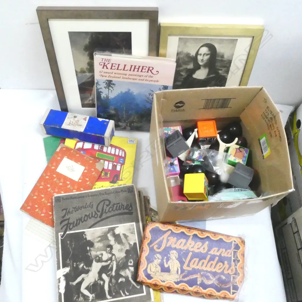 ASST. VINTAGE CHILDRENS GAMES, ART BOOKS & PRINTS ETC Image 1++