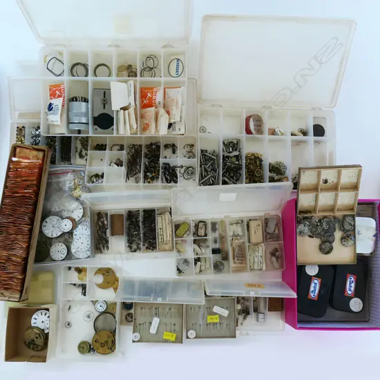 COLLECTION OF VARIOUS WATCH HANDS, PIVOT WIRES, HAIRSPRINGS & OTHER TIME PIECE ACCESSORIES/PARTS