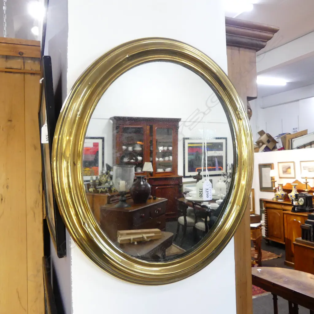 OVAL MIRROR, GOLD METAL FRAME 430x375mm Image 1++