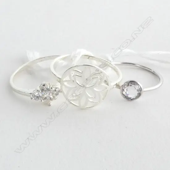 3 STG SILVER RINGS