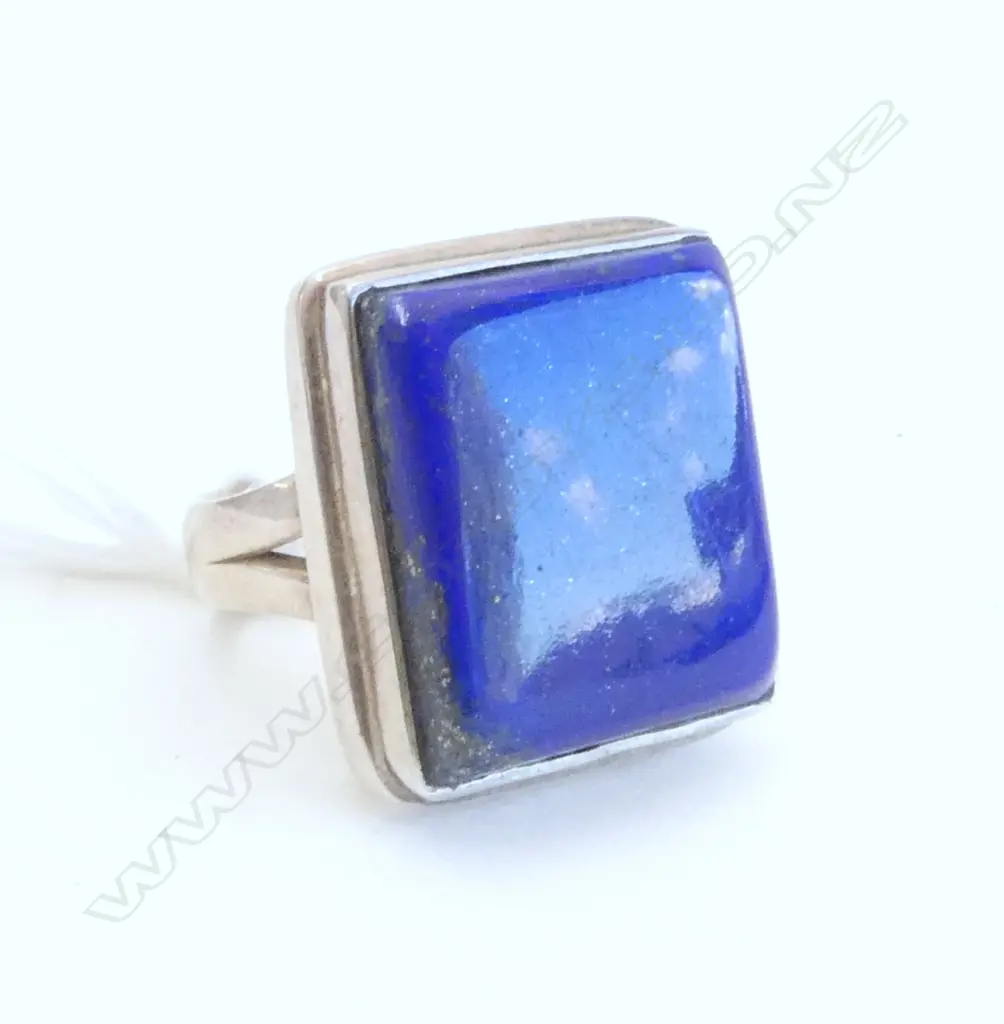 SQUARE LAPIS LAZULI & SILVER RING Image 1++