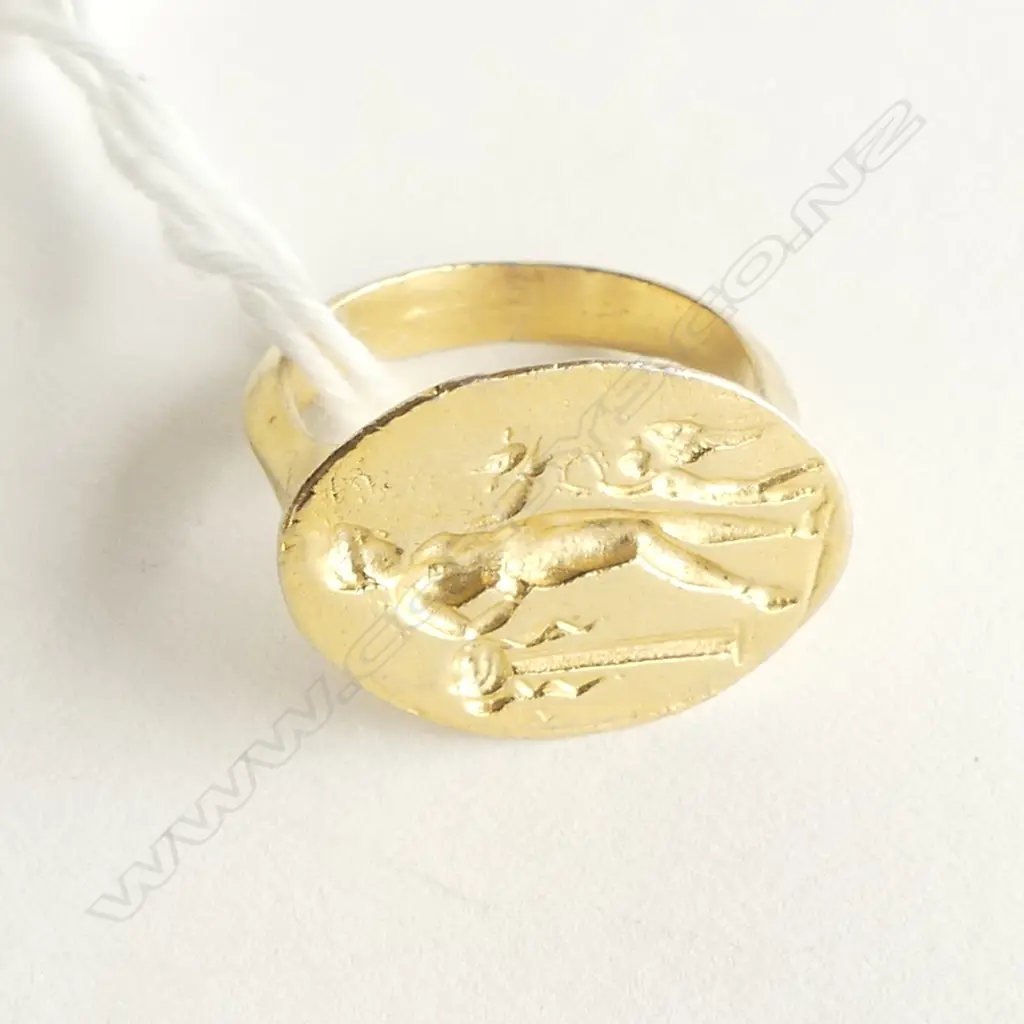 GOLD PLATE CAST ITALIANITE SEAL RING SIZE M Image 1++