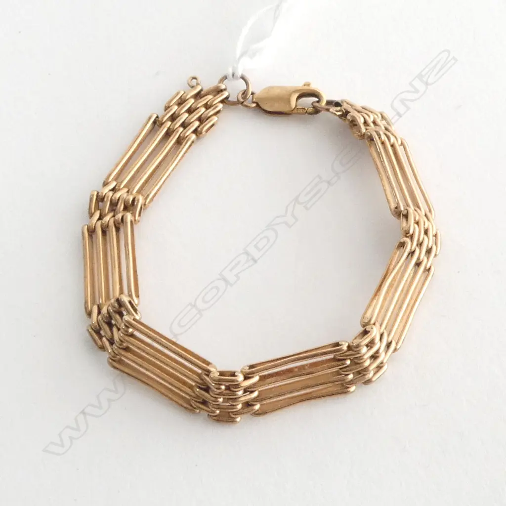 9ct ROSE GOLD GATE LINK BRACELET 15.4gms Image 1++