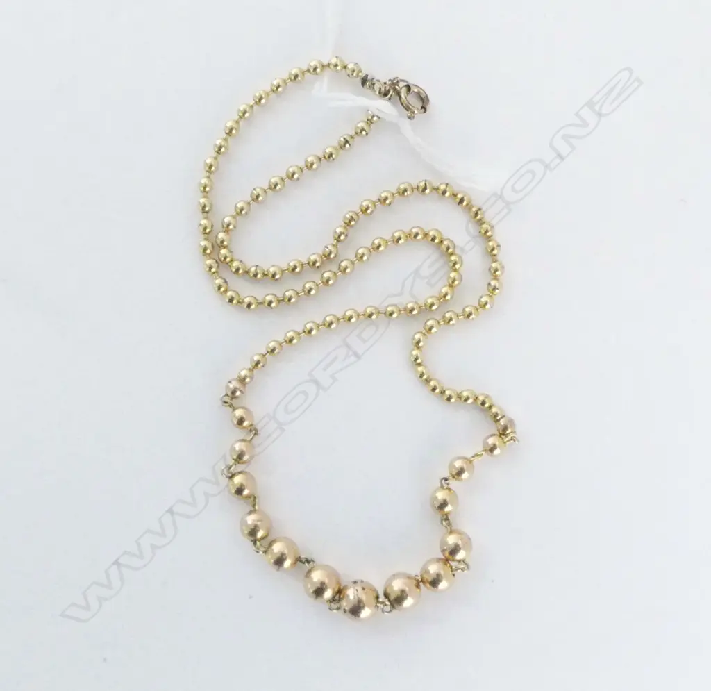 GOLD PLATED GRADUATING BEAD NECKLACE, L.400mm Image 1++