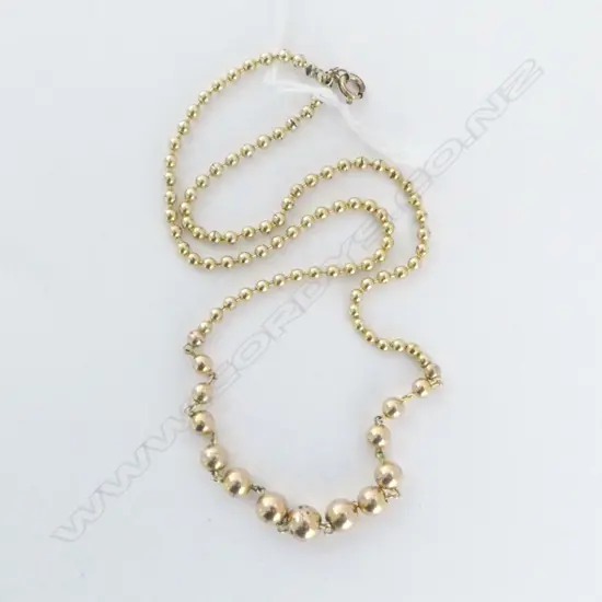 GOLD PLATED GRADUATING BEAD NECKLACE, L.400mm