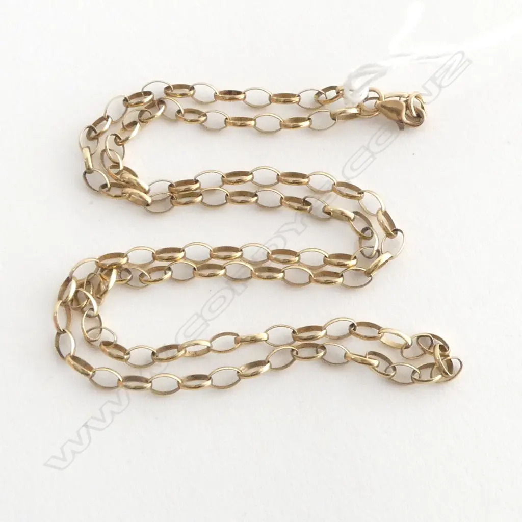 9ct YELLOW GOLD OVAL LINK NECK CHAIN L.605mm. 7gms Image 1++