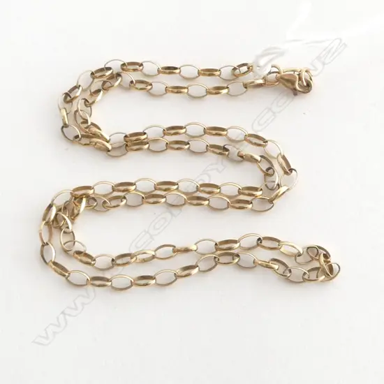 9ct YELLOW GOLD OVAL LINK NECK CHAIN L.605mm. 7gms