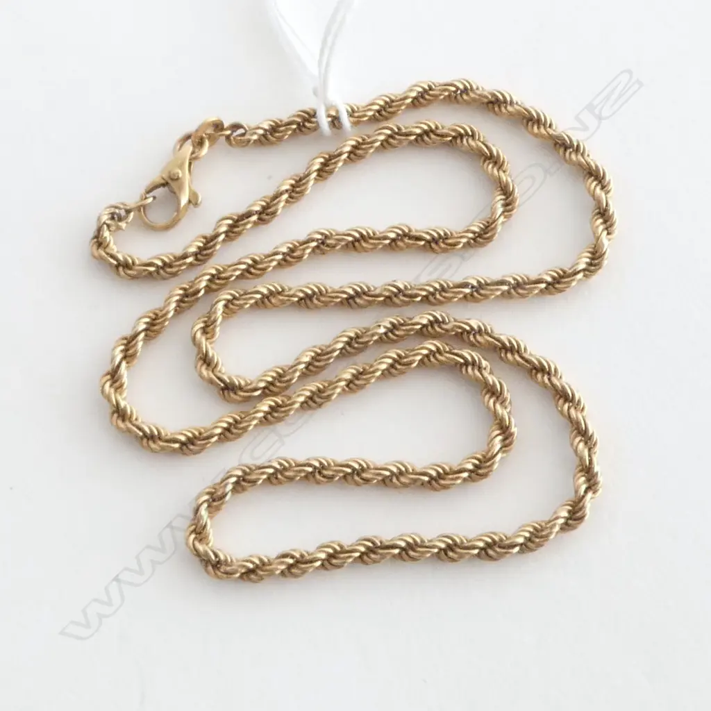 9ct YELLOW GOLD ROPE TWIST HOLLOW LINK NECK CHAIN L.460mm 5.88gms Image 1++