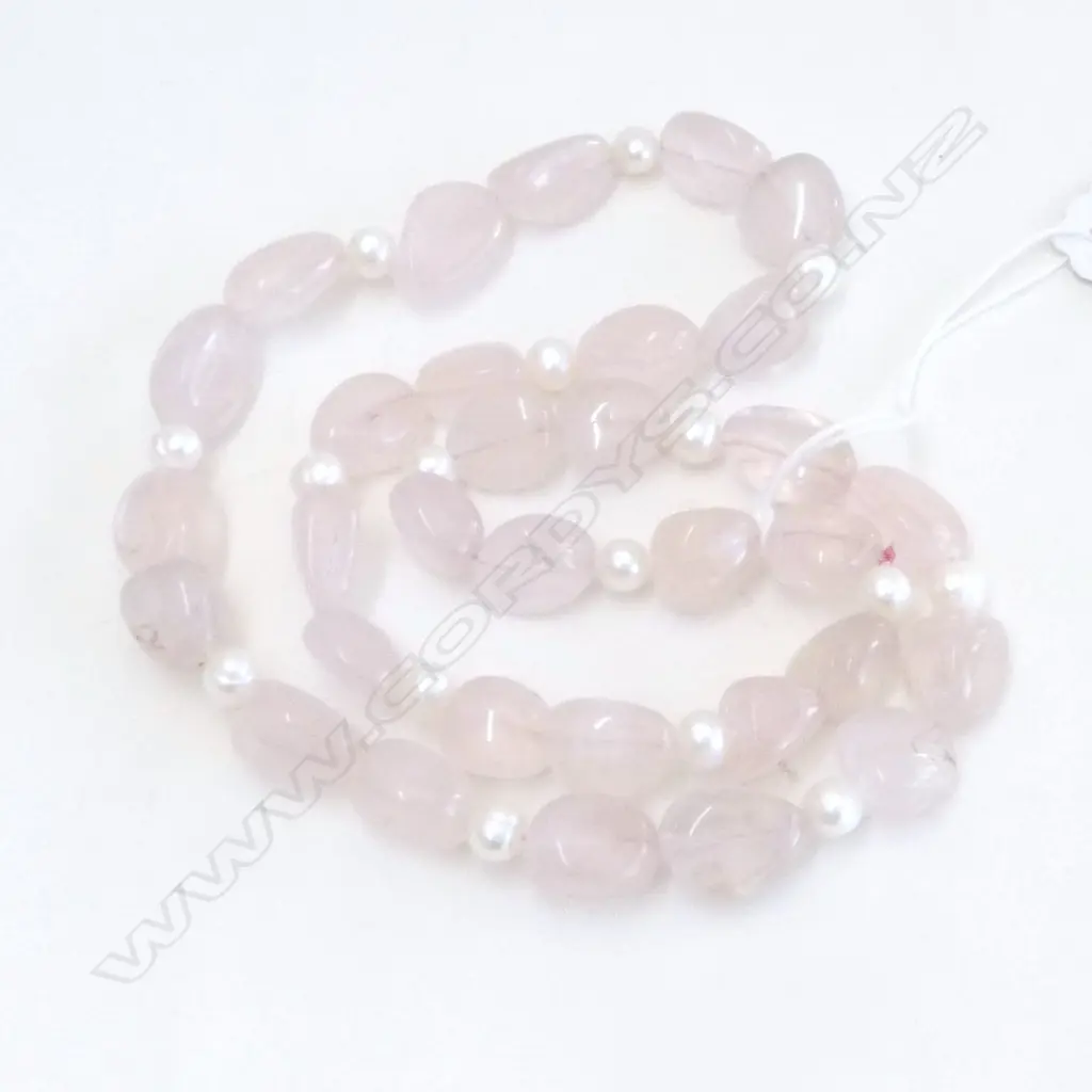 ROSE QUARTZ & PEARL NECKLACE Image 1++