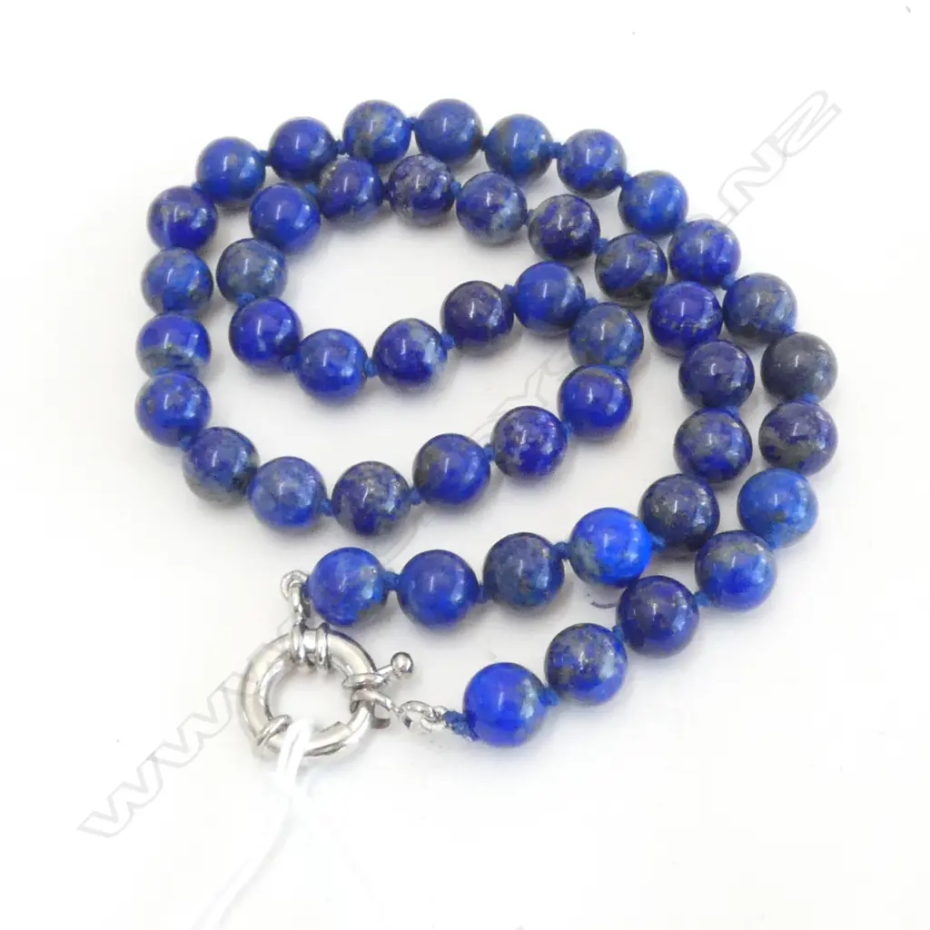 LAPIS LAZULI HANDKNOTTED BEAD NECKLACE, L.440mm Image 1++