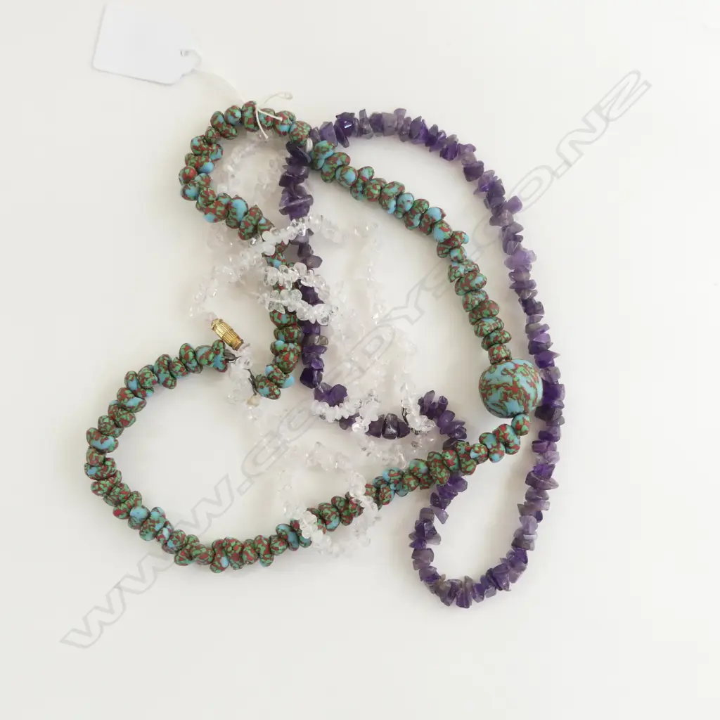 AMETHYST, QUARTZ & OTHER NECKLACE L.33mm Image 1++