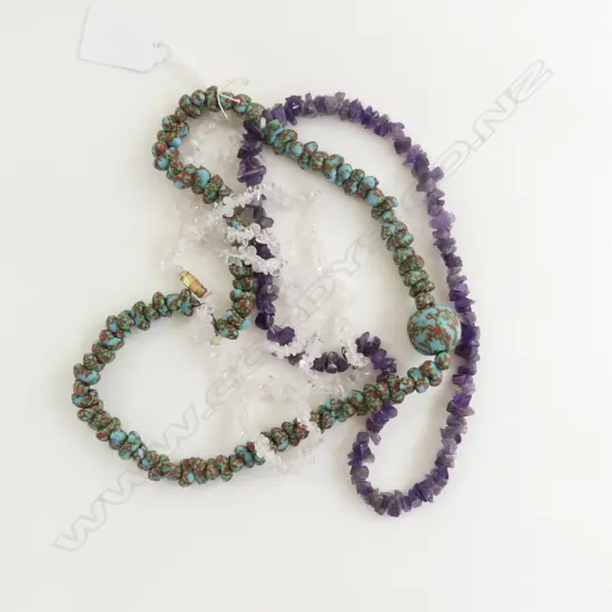 AMETHYST, QUARTZ & OTHER NECKLACE L.33mm
