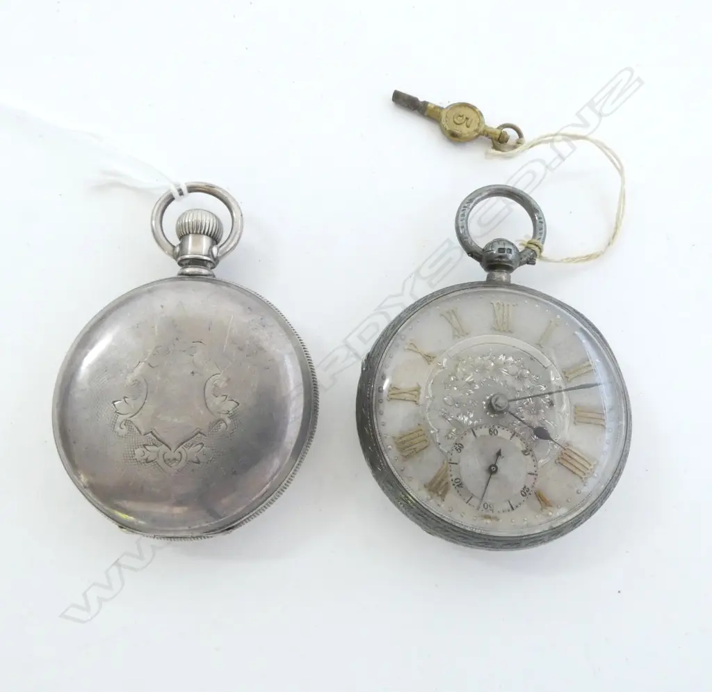 2 LARGE SILVER POCKET WATCHES both with faults Image 1++