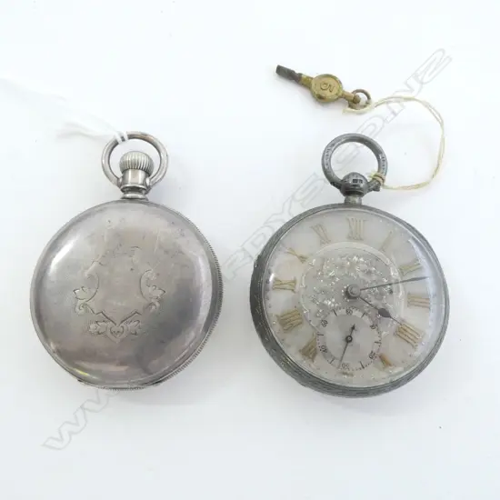 2 LARGE SILVER POCKET WATCHES both with faults